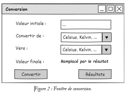 Figure 2 : Fenêtre de conversion. 